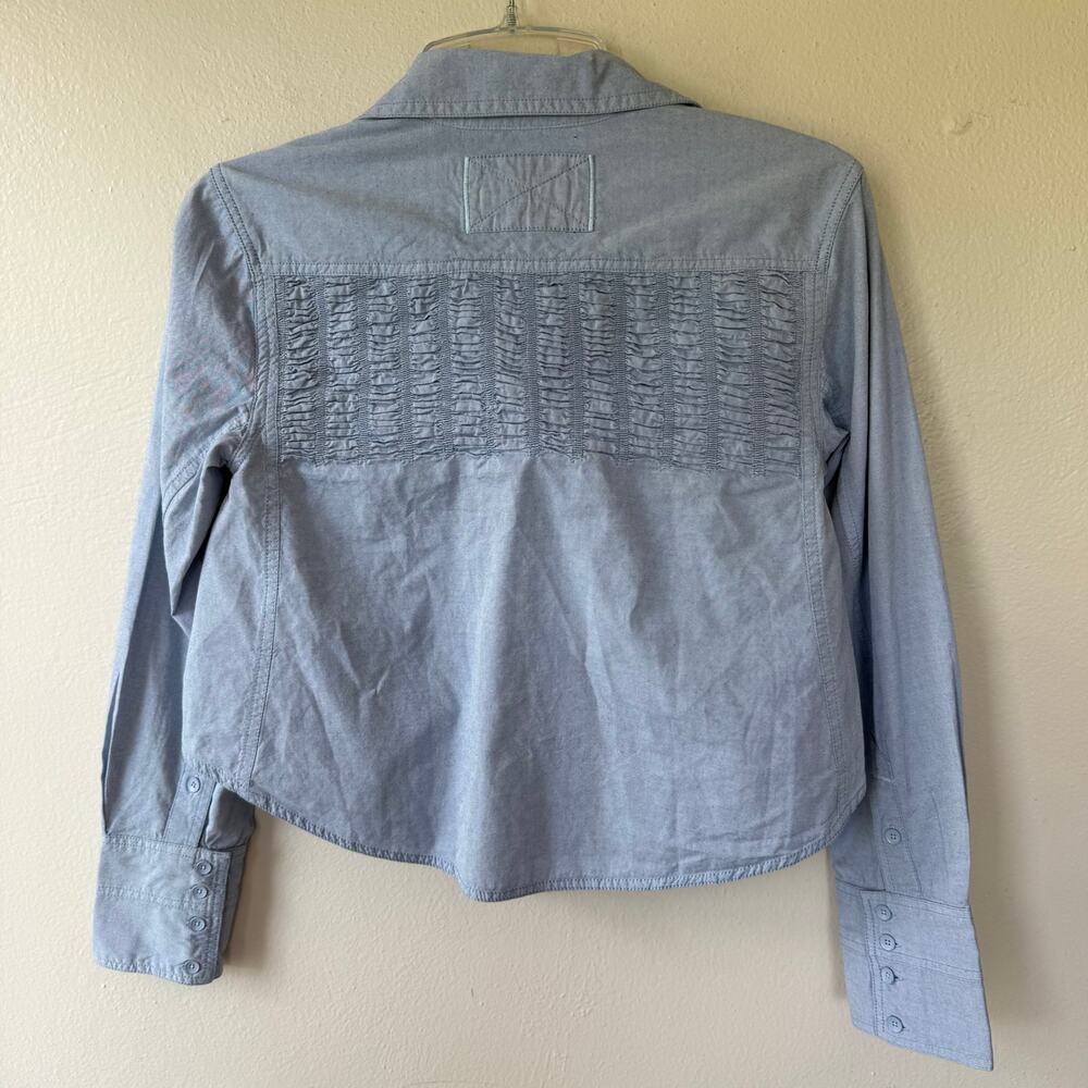 Free People We The Free Taylor Oxford shirt ruched panels on the chest. Size S - Picture 8 of 12